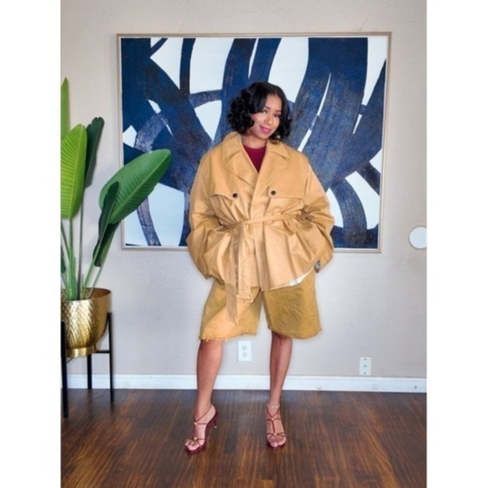 KBB by KAHLANA Target XL Extra Large The Belted Cropped Trench Jacket Coat Tan‎ - Picture 12 of 12